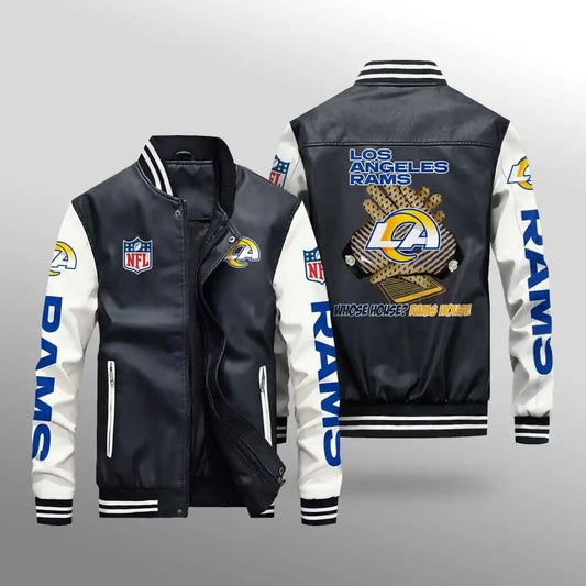 LIMITED EDITION - NEW CUSTOMIZED NFL22 LAR LOS ANGELES RAMS LEATHER BOMBER JACKET