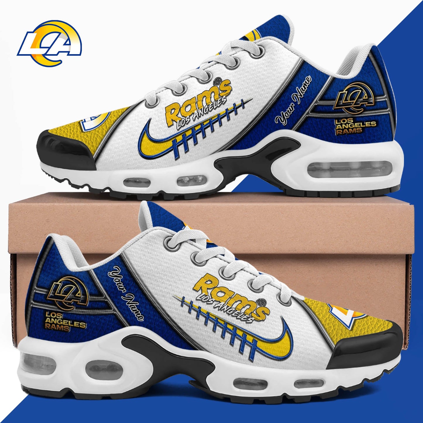 LIMITED EDITION - NEW CUSTOMIZED NFL22 LAR LOS ANGELES RAMS UNISEX AIR MAX PLUS SNEAKERS