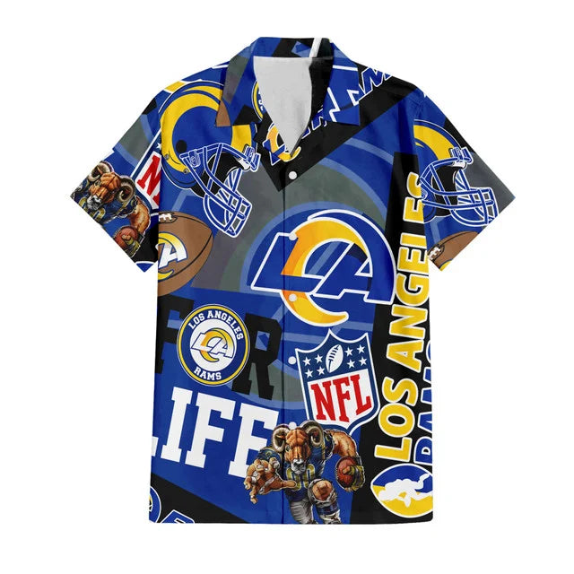 LIMITED EDITION - NEW CUSTOMIZED NFL22 LAR LOS ANGELES RAMS UNISEX HAWAIIAN SHIRT & SHORTS SET