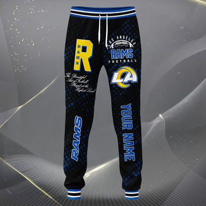 LIMITED EDITION - NEW CUSTOMIZED NFL22 LAR LOS ANGELES RAMS SATIN VARSITY JACKET & LONG PANTS