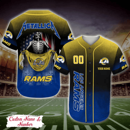 LIMITED EDITION - NEW CUSTOMIZED NFL22 LAR LOS ANGELES RAMS BASEBALL JERSEY