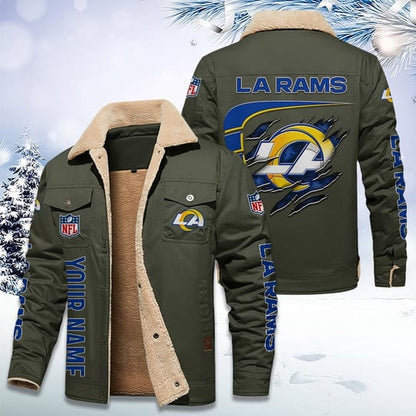 LIMITED EDITION - NEW CUSTOMIZED NFL22 LAR LOS ANGELES RAMS FLEECE JACKET