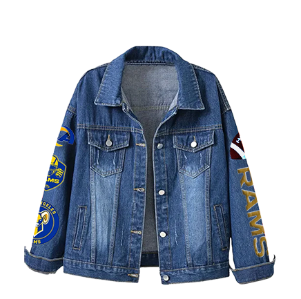 LIMITED EDITION - NEW CUSTOMIZED NFL22 LAR LOS ANGELES RAMS DENIM JACKET