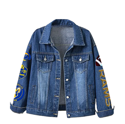 LIMITED EDITION - NEW CUSTOMIZED NFL22 LAR LOS ANGELES RAMS DENIM JACKET