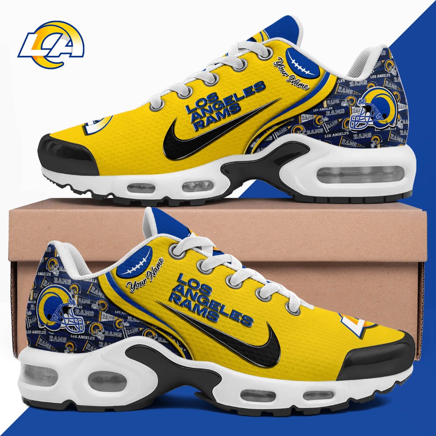 LIMITED EDITION - NEW CUSTOMIZED NFL22 LAR LOS ANGELES RAMS UNISEX AIR MAX PLUS SNEAKERS