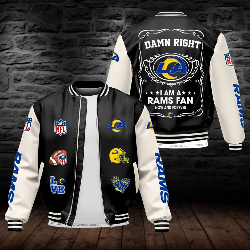 LIMITED EDITION - NEW CUSTOMIZED NFL22 LAR LOS ANGELES RAMS LEATHER BOMBER JACKET