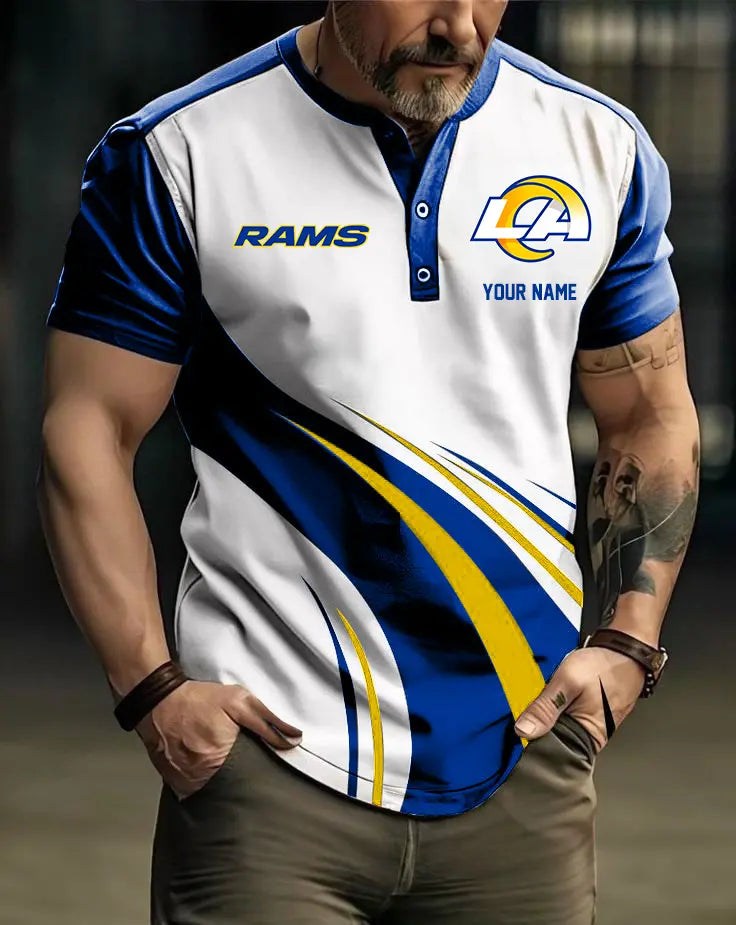 LIMITED EDITION - NEW CUSTOMIZED NFL22 LAR LOS ANGELES RAMS POLO SHIRT