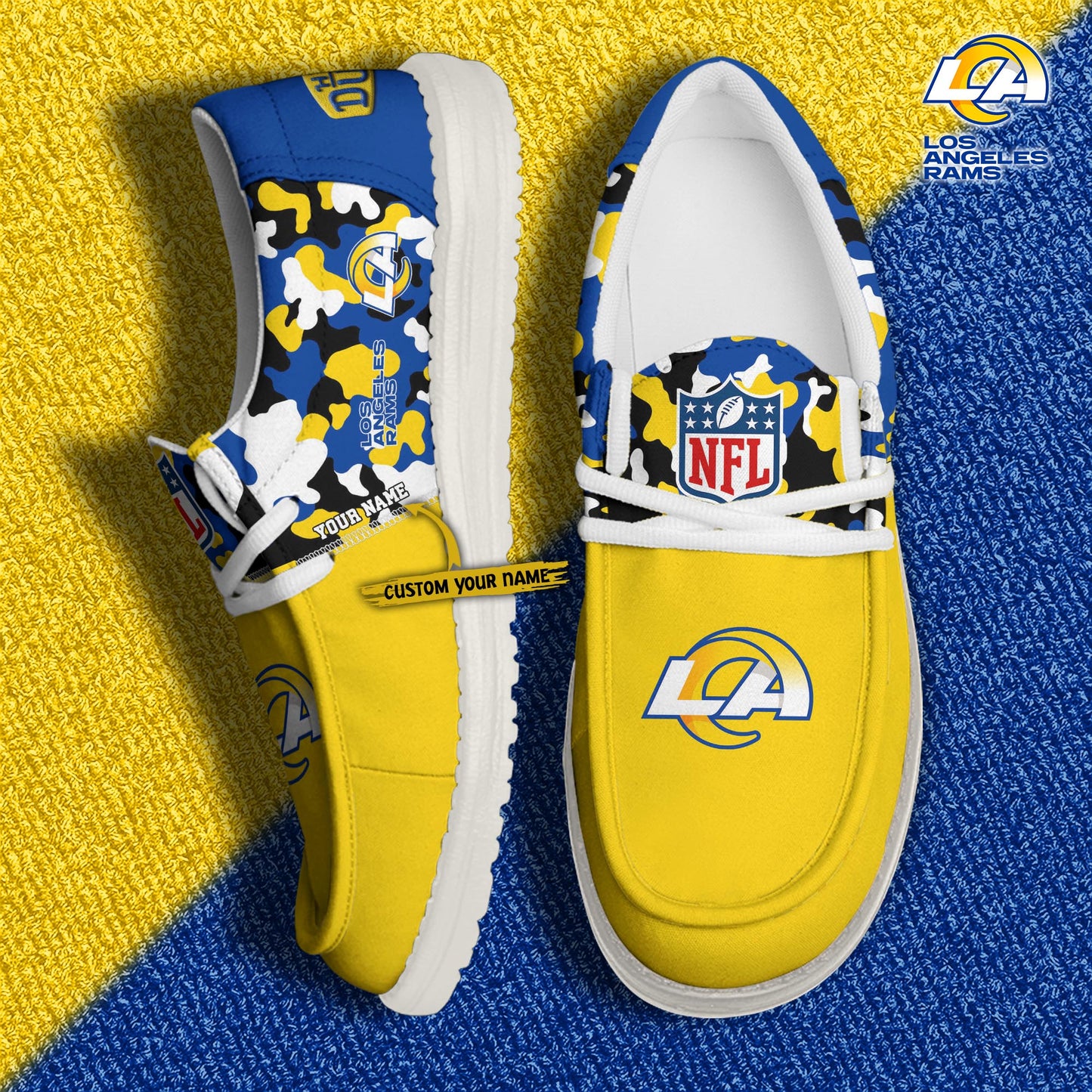 LIMITED EDITION - NEW CUSTOMIZED NFL22 LAR LOS ANGELES RAMS LOAFER SHOES