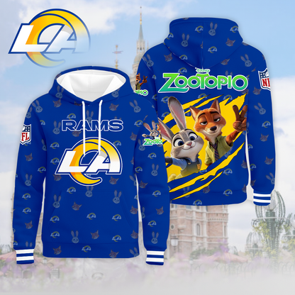 LIMITED EDITION - NEW CUSTOMIZED NFL22 LAR LOS ANGELES RAMS & ZOOTOPIA UNISEX T-SHIRT, POLO, HOODIE & JACKETS