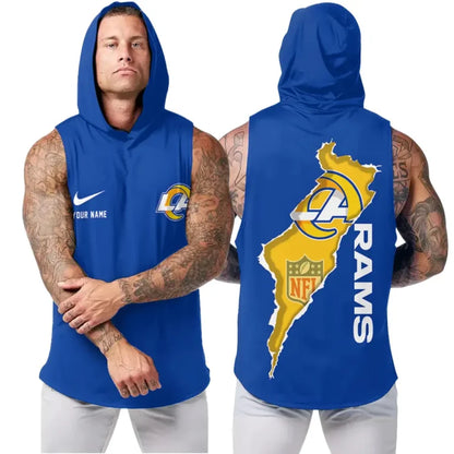 LIMITED EDITION - NEW CUSTOMIZED NFL22 LAR LOS ANGELES RAMS HOODED TANK TOP