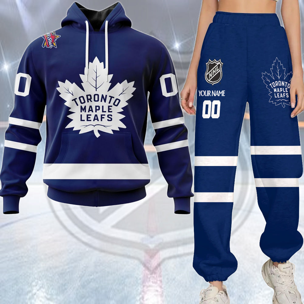 LIMITED EDITION - NEW CUSTOMIZED NHL23 TML TORONTO MAPLE LEAFS COMBO HOODIE & LONGPANTS