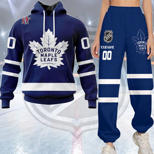LIMITED EDITION - NEW CUSTOMIZED NHL23 TML TORONTO MAPLE LEAFS COMBO HOODIE & LONGPANTS
