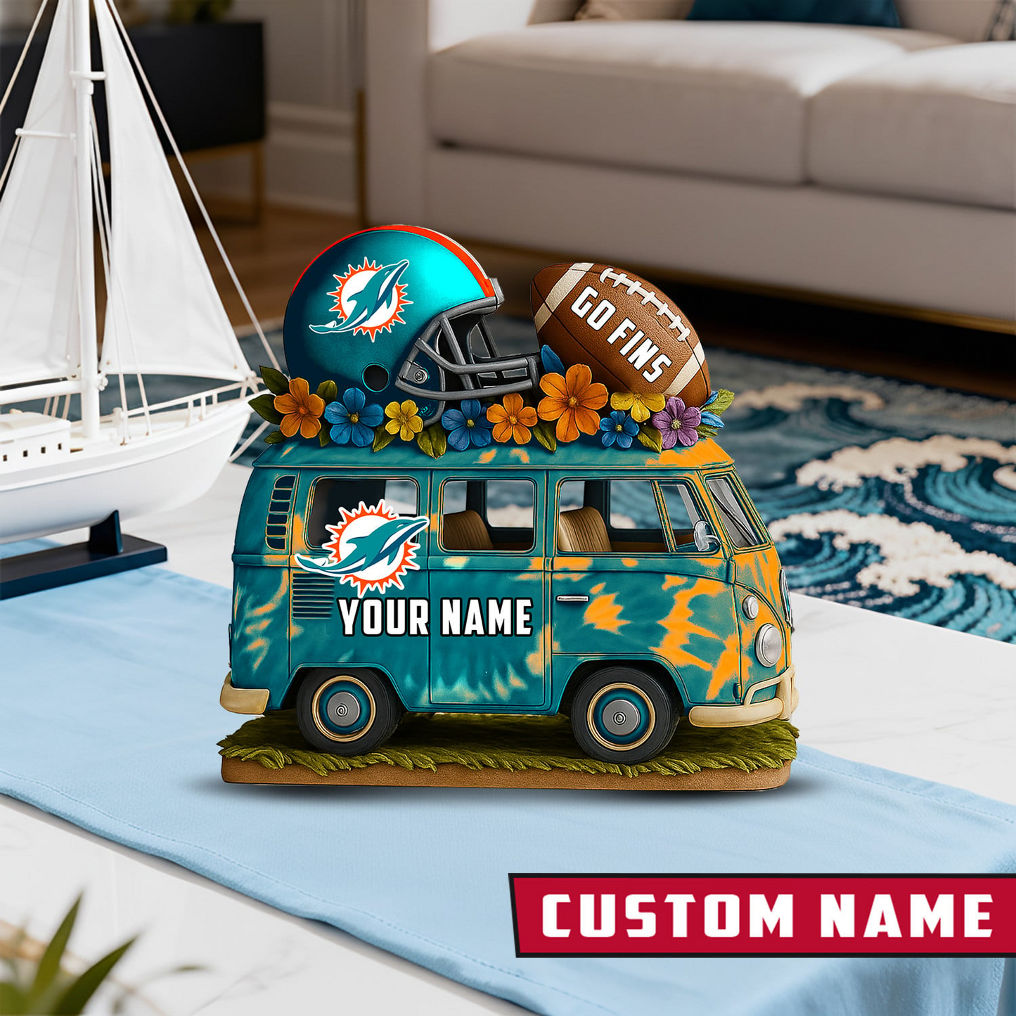 LIMITED EDITION - NEW CUSTOMIZED NFL19 MDP MIAMI DOLPHINS BUS ACRYLIC BLOCK