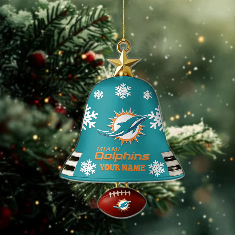 LIMITED EDITION - NEW CUSTOMIZED NFL19 MDP MIAMI DOLPHINS ACRYLIC CHRISTMAS BELL ORNAMENT