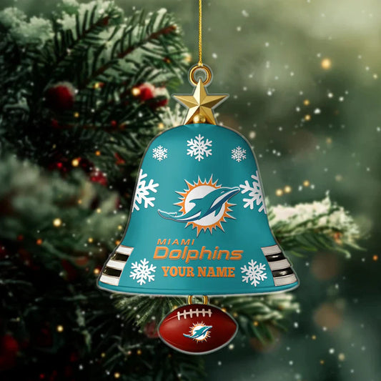 LIMITED EDITION - NEW CUSTOMIZED NFL19 MDP MIAMI DOLPHINS ACRYLIC CHRISTMAS BELL ORNAMENT