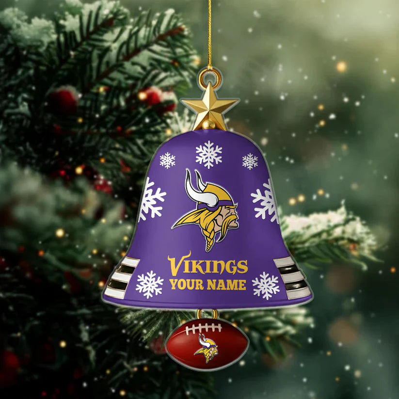 LIMITED EDITION - NEW CUSTOMIZED NFL05 MVK MINNESOTA VIKINGS ACRYLIC CHRISTMAS BELL ORNAMENT