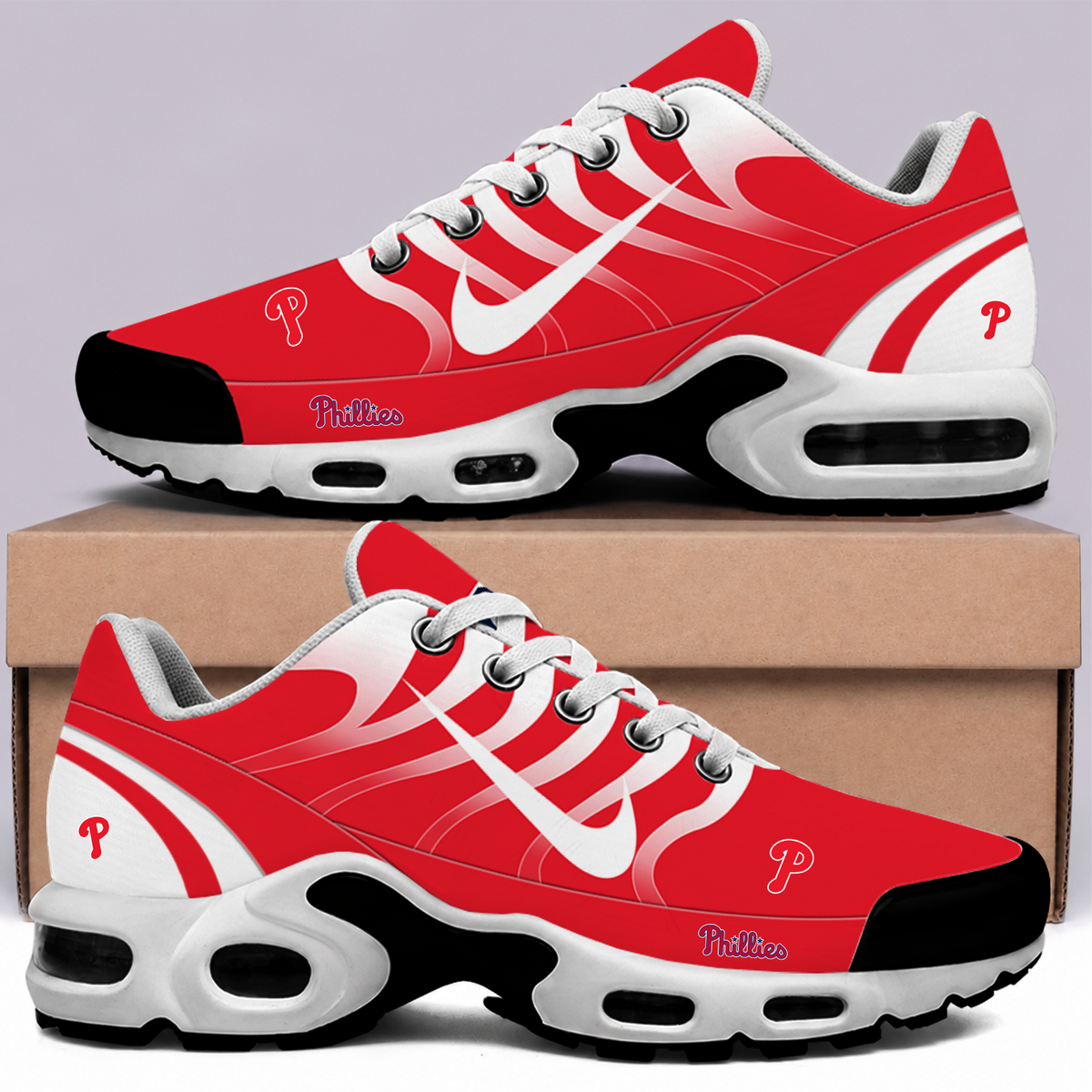 [FLASH SALE] NEW CUSTOMIZED MLB11 PPS PHILADELPHIA PHILLIES AIR MAX PLUS SNEAKERS