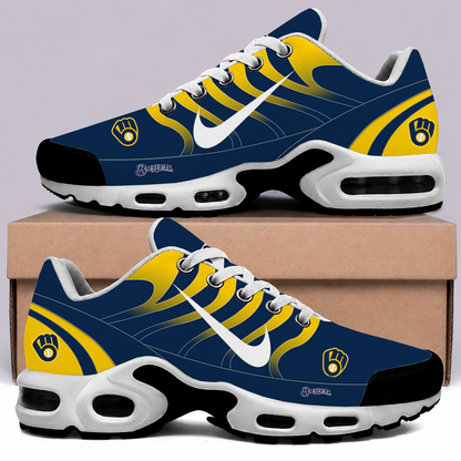 [FLASH SALE] NEW CUSTOMIZED MLB15 MBS MILWAUKEE BREWERS AIR MAX PLUS SNEAKERS