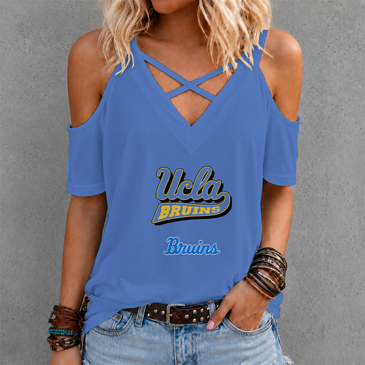[FAN FAVORITE] NEW CUSTOMIZED NCAA CWS24 UCB UCLA BRUINS CRISS CROSS V-NECK TOP