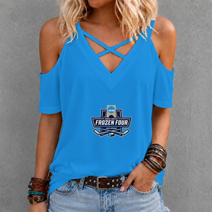 [FAN FAVORITE] NEW CUSTOMIZED NCAA CWS31 COLLEGE WORLD SERIES CRISS CROSS V-NECK TOP