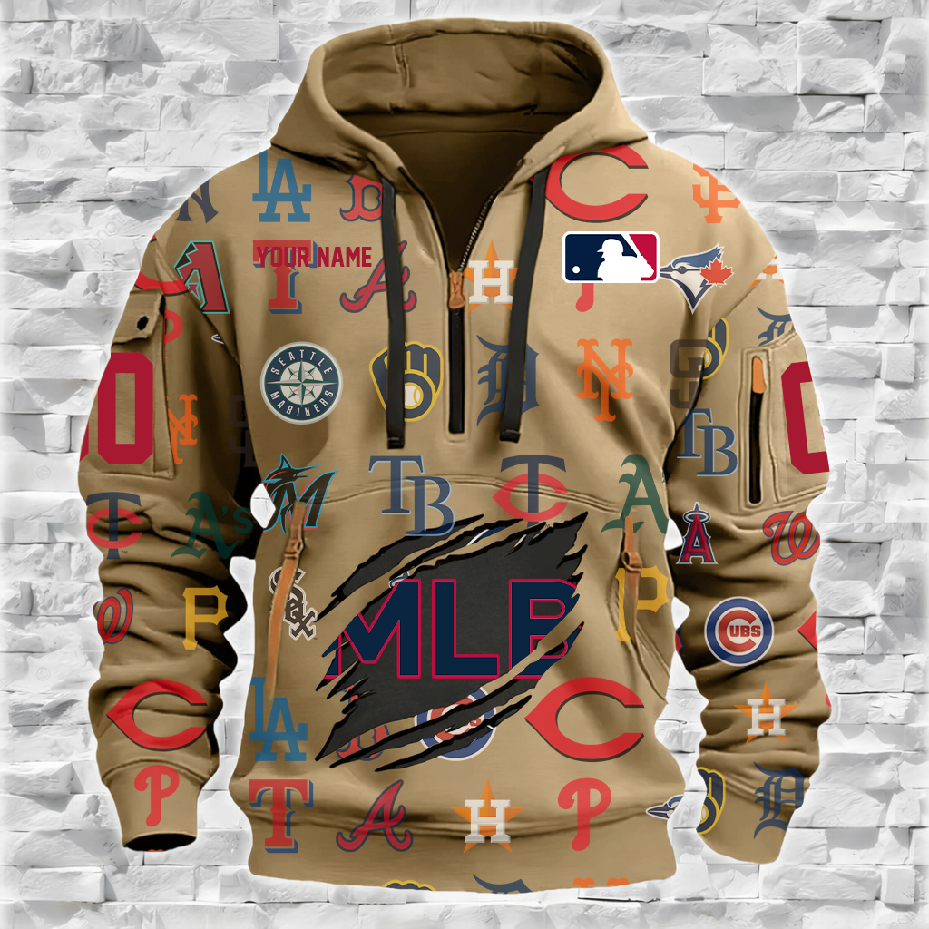 LIMITED EDITION - NEW CUSTOMIZED MLB32 ALL TEAMS QUARTER ZIP HOODIE