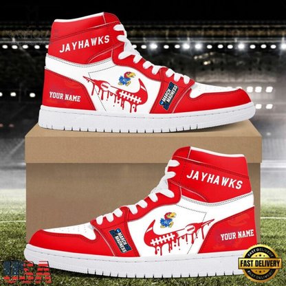LIMITED EDITION - NEW CUSTOMIZED NCAA MAM01 KSJ KANSAS JAYHAWKS AIR JORDAN SHOES