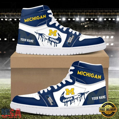 LIMITED EDITION - NEW CUSTOMIZED NCAA MAM02 MIW MICHIGAN WOLVERINES AIR JORDAN SHOES