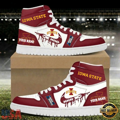 LIMITED EDITION - NEW CUSTOMIZED NCAA MAM10 ISC IOWA STATE CYCLONES AIR JORDAN SHOES