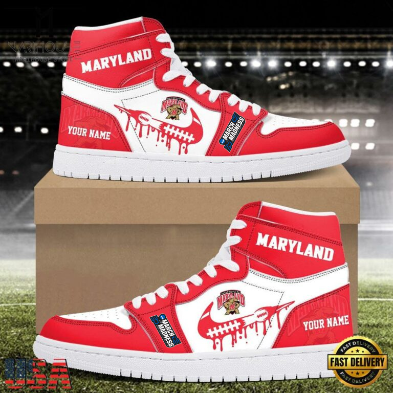 LIMITED EDITION - NEW CUSTOMIZED NCAA MAM11 MLT MARYLAND TERRAPINS AIR JORDAN SHOES