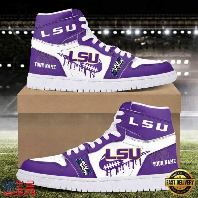LIMITED EDITION - NEW CUSTOMIZED NCAA MAM13 LST LSU TIGERS AIR JORDAN SHOES