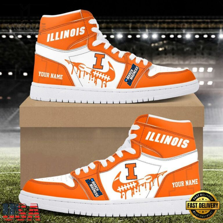 LIMITED EDITION - NEW CUSTOMIZED NCAA MAM15 IFI ILLINOIS FIGHTING ILLINI AIR JORDAN SHOES
