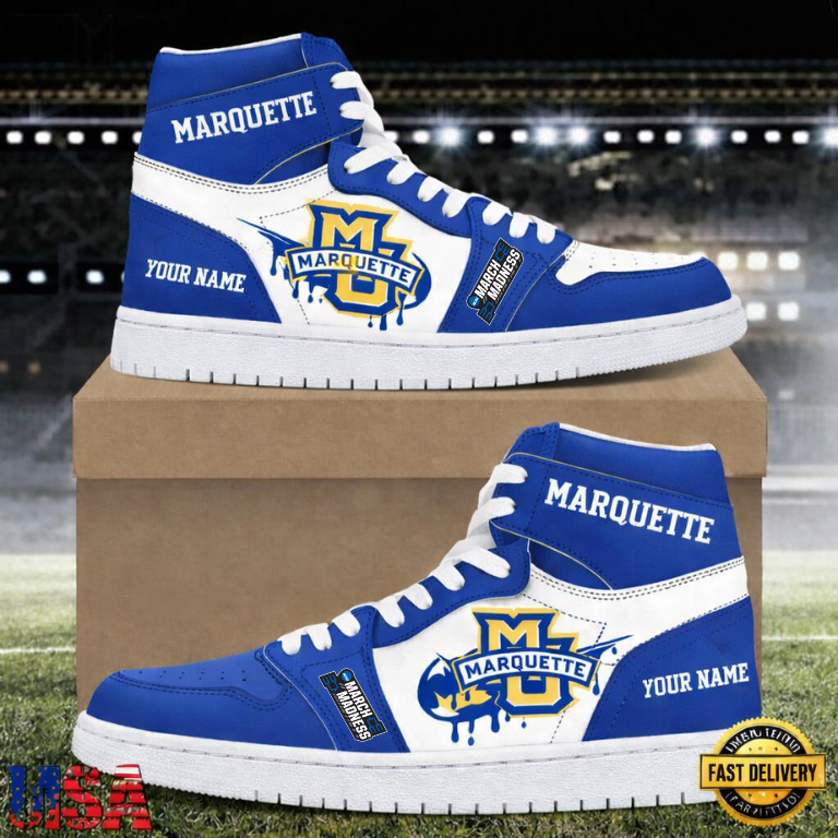 LIMITED EDITION - NEW CUSTOMIZED NCAA MAM17 MGE MARQUETTE GOLDEN EAGLES AIR JORDAN SHOES