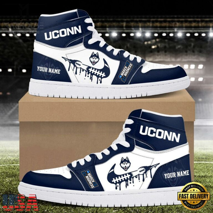 LIMITED EDITION - NEW CUSTOMIZED NCAA MAM21 UCH UCONN HUSKIES AIR JORDAN SHOES