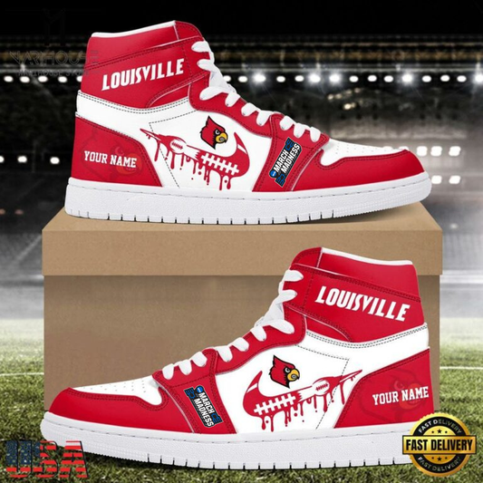 LIMITED EDITION - NEW CUSTOMIZED NCAA MAM25 ULC LOUISVILLE CARDINALS AIR JORDAN SHOES
