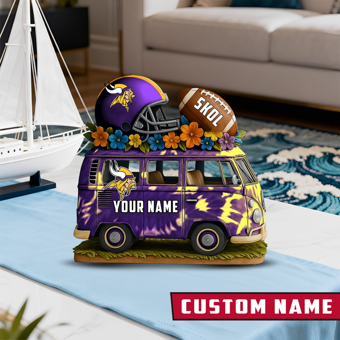 LIMITED EDITION - NEW CUSTOMIZED NFL05 MVK MINNESOTA VIKINGS BUS ACRYLIC BLOCK