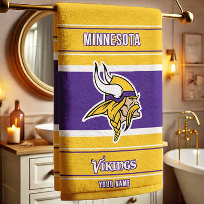 LIMITED EDITION - NEW CUSTOMIZED NFL05 MVK MINNESOTA VIKINGS BEACH & BATH TOWEL (KIDS & ADULTS)