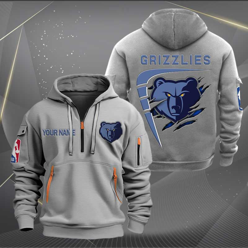 [HOT DEAL] NEW CUSTOMIZED NBA13 MG MEMPHIS GRIZZLIES QUARTER ZIP HOODIE