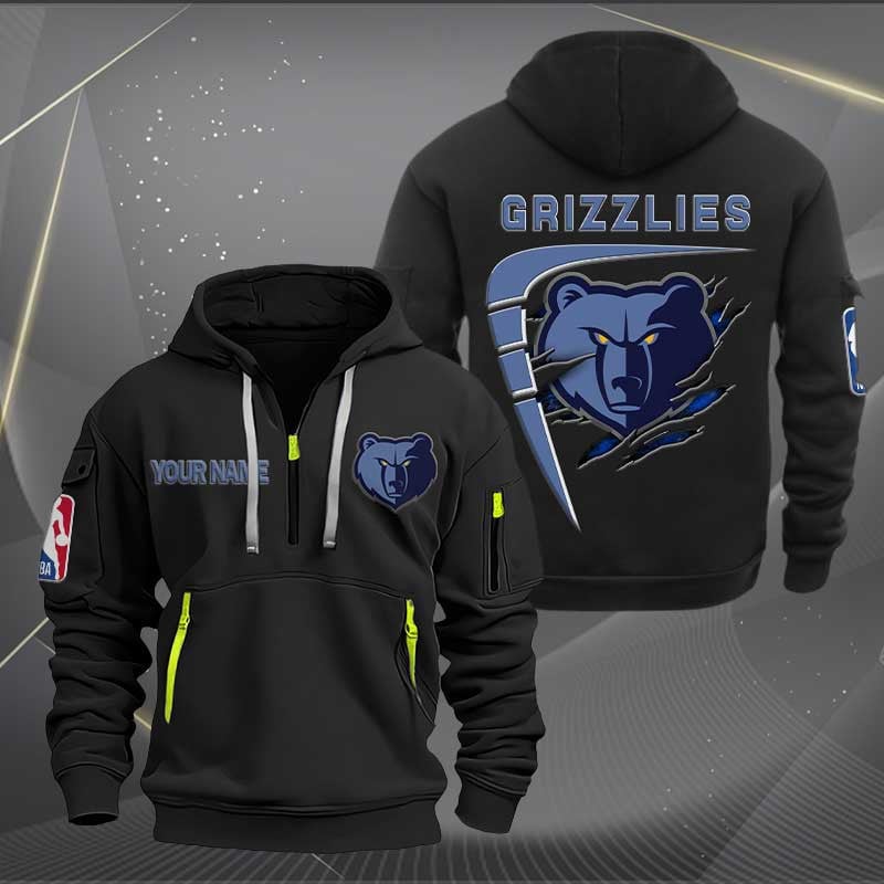 [HOT DEAL] NEW CUSTOMIZED NBA13 MG MEMPHIS GRIZZLIES QUARTER ZIP HOODIE