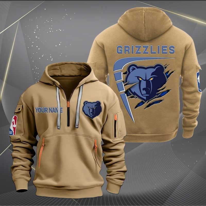 [HOT DEAL] NEW CUSTOMIZED NBA13 MG MEMPHIS GRIZZLIES QUARTER ZIP HOODIE