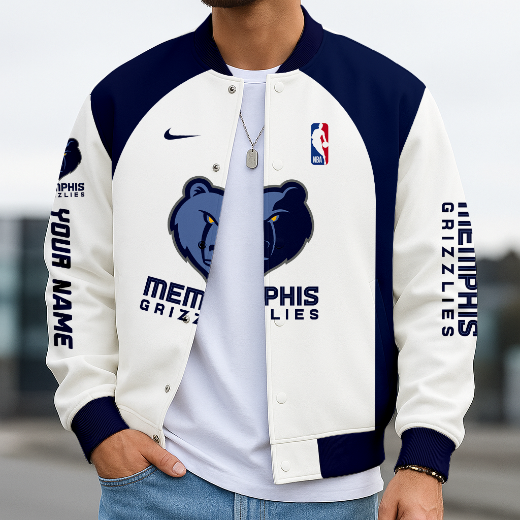 LIMITED EDITION - NEW CUSTOMIZED NBA13 MG MEMPHIS GRIZZLIES BASEBALL JACKET, SATIN VARSITY JACKET