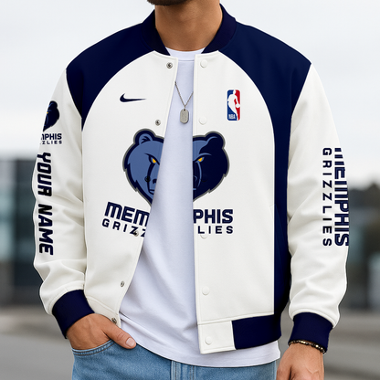 LIMITED EDITION - NEW CUSTOMIZED NBA13 MG MEMPHIS GRIZZLIES BASEBALL JACKET, SATIN VARSITY JACKET