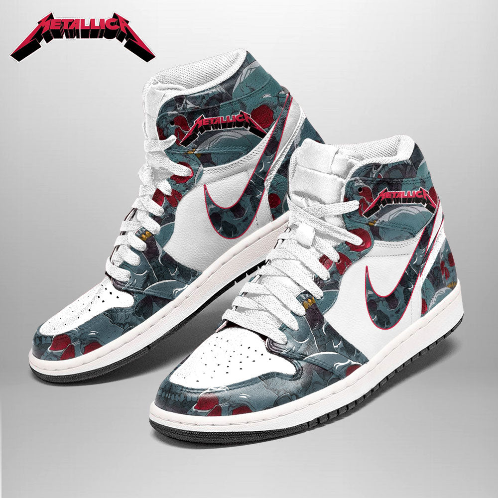 NEW PREMIUM METALLICA UNISEX AIR JORDAN MID SHOES SNEAKER