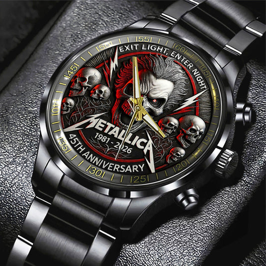 NEW PREMIUM METALLICA BLACK STAINLESS STEEL WATCH