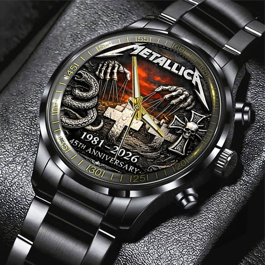NEW PREMIUM METALLICA BLACK STAINLESS STEEL WATCH
