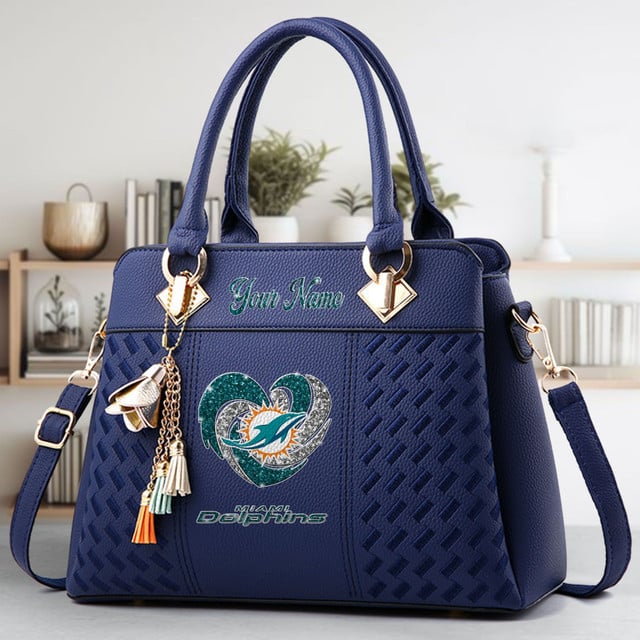 LIMITED EDITION - NEW CUSTOMIZED NFL19 MDP MIAMI DOLPHINS ZIP HANDBAG MULTICOLOR