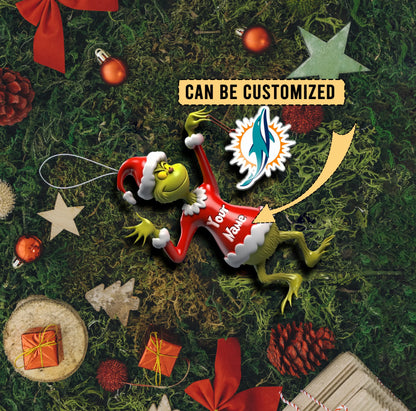 LIMITED EDITION - NEW CUSTOMIZED NFL19 MDP MIAMI DOLPHINS THE GRINCH ACRYLIC ORNAMENT