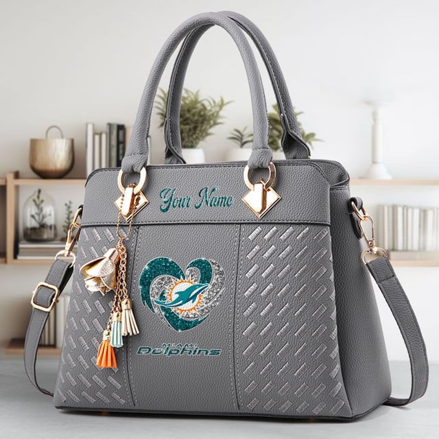 LIMITED EDITION - NEW CUSTOMIZED NFL19 MDP MIAMI DOLPHINS ZIP HANDBAG MULTICOLOR