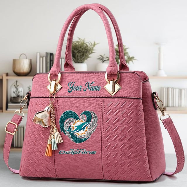 LIMITED EDITION - NEW CUSTOMIZED NFL19 MDP MIAMI DOLPHINS ZIP HANDBAG MULTICOLOR