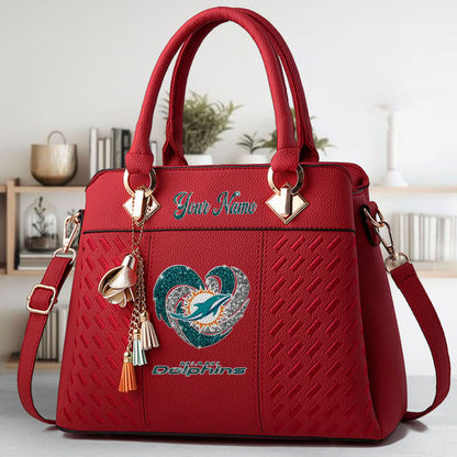 LIMITED EDITION - NEW CUSTOMIZED NFL19 MDP MIAMI DOLPHINS ZIP HANDBAG MULTICOLOR