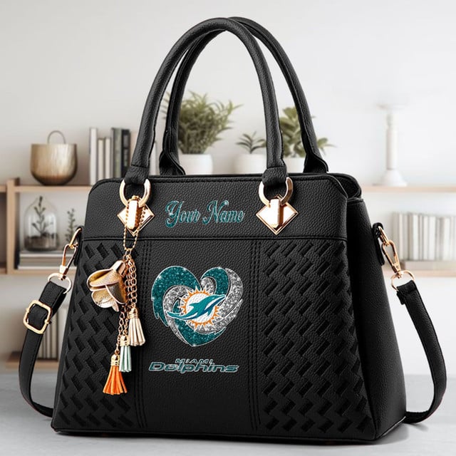LIMITED EDITION - NEW CUSTOMIZED NFL19 MDP MIAMI DOLPHINS ZIP HANDBAG MULTICOLOR